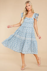1 Always Promise Dusty Blue Floral Print Dress at reddress.com
