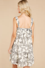 14 Vacation Mindset Ivory Multi Palm Print Dress at reddress.com