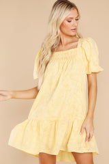 9 Soft Smiles Yellow Floral Print Dress at reddress.com
