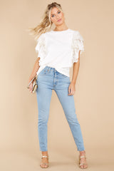 1 Whispers Of Love White Lace Top at reddress.com
