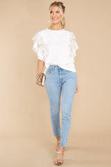 3 Whispers Of Love White Lace Top at reddress.com