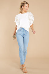 4 Whispers Of Love White Lace Top at reddress.com