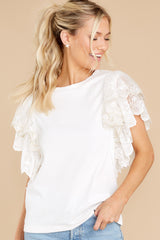 8 Whispers Of Love White Lace Top at reddress.com