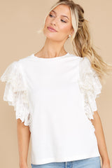 9 Whispers Of Love White Lace Top at reddress.com