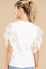 10 Whispers Of Love White Lace Top at reddress.com