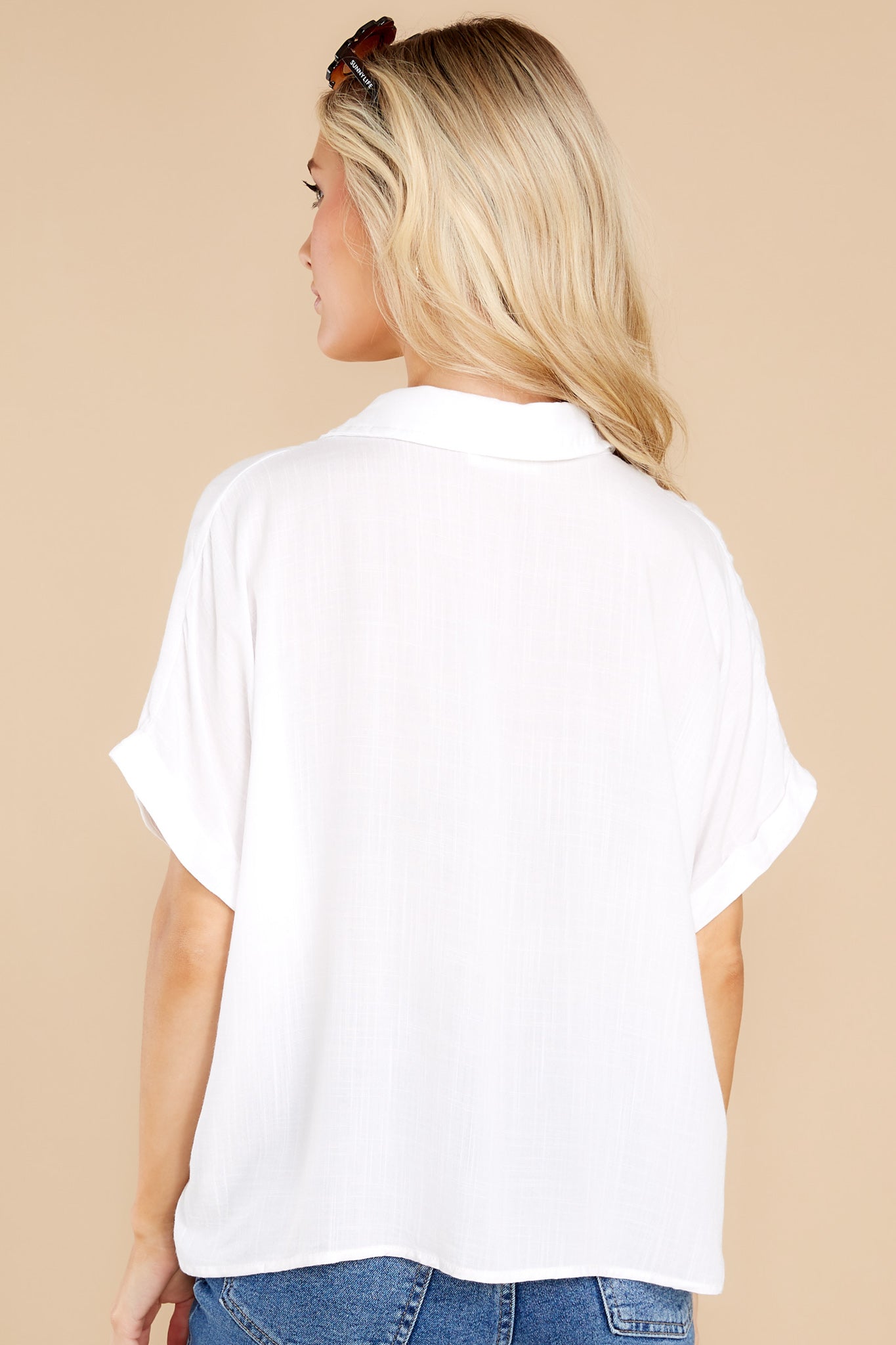 9 Work To Play White Button Up Top at reddress.com