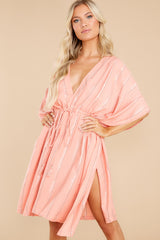 4 Paradise Passion Coral And Silver Stripe Dress at reddress.com