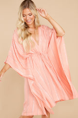 7 Paradise Passion Coral And Silver Stripe Dress at reddress.com