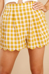 1 Lakeside Evening Marigold Gingham Shorts at reddress.com