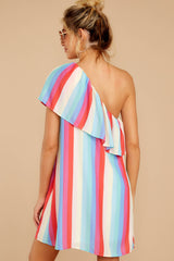 7 The Best View Pastel Rainbow Stripe One Shoulder Dress at reddress.com