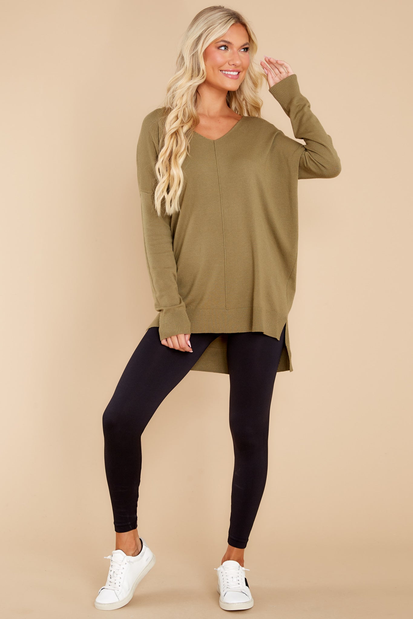 4 Wind Down Army Green Sweater - HOLD FOR FALL 2022 at reddress.com