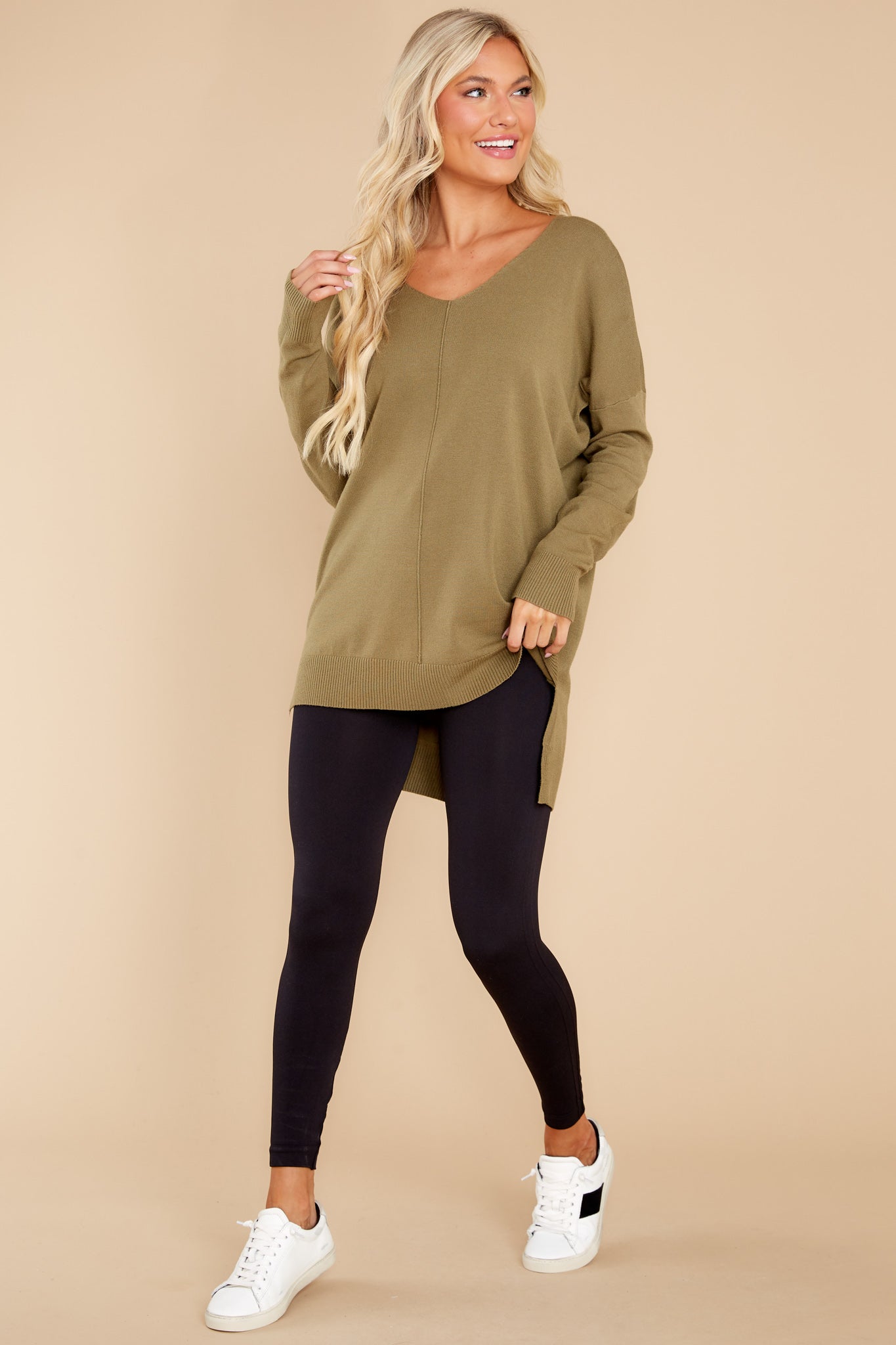 3 Wind Down Army Green Sweater - HOLD FOR FALL 2022 at reddress.com