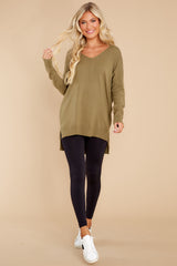 2 Wind Down Army Green Sweater - HOLD FOR FALL 2022 at reddress.com