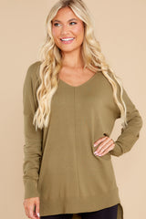 6 Wind Down Army Green Sweater - HOLD FOR FALL 2022 at reddress.com