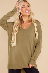 8 Wind Down Army Green Sweater - HOLD FOR FALL 2022 at reddress.com