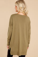 9 Wind Down Army Green Sweater - HOLD FOR FALL 2022 at reddress.com