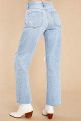 6 What A Rush Light Wash Distressed Straight Jeans at reddress.com