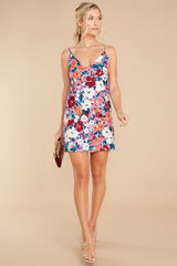 4 Sweetest Fantasy Indigo Blue Multi Floral Print Dress at reddress.com