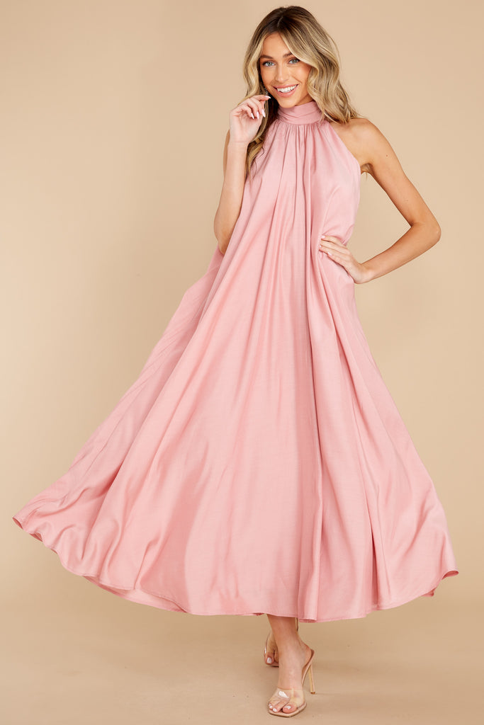 1 Powerful Simplicity Rose Pink Midi Dress at reddress.com