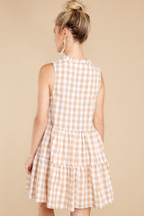 8 Without A Worry Beige Gingham Dress at reddress.com