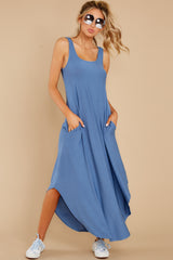 5 Got A Good Feeling Denim Blue Maxi Dress at reddress.com