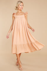 4 So You Hear Antique Peach Midi Dress at reddress.com