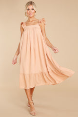 6 So You Hear Antique Peach Midi Dress at reddress.com