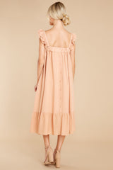 7 So You Hear Antique Peach Midi Dress at reddress.com