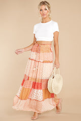 8 Peaceful Paradise Coral Multi Print Maxi Skirt at reddress.com