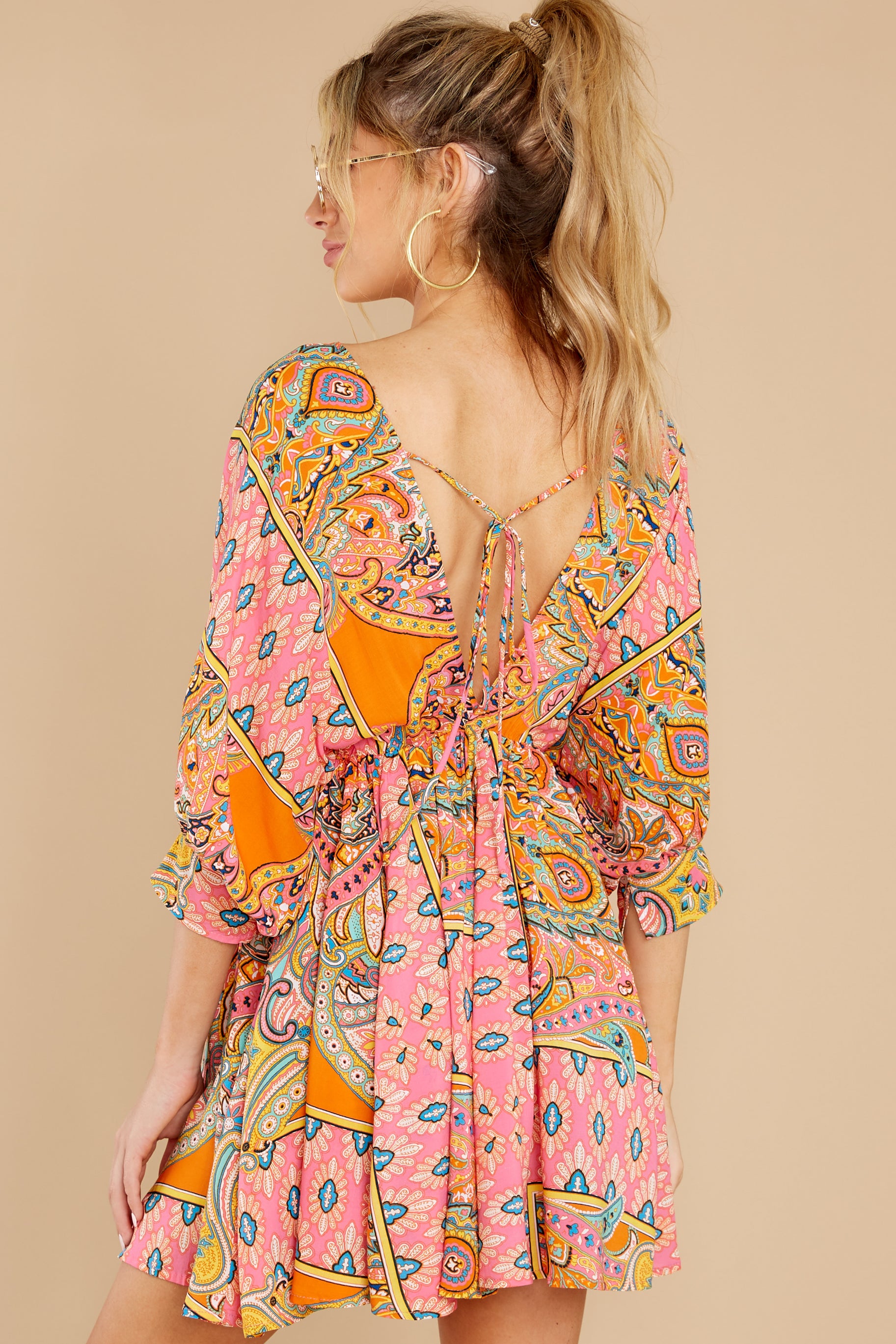 8 Here's To The Chase Pink Multi Print Dress at reddress.com