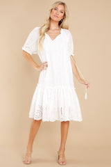 2 Time For A Toast White Eyelet Midi Dress at reddress.com