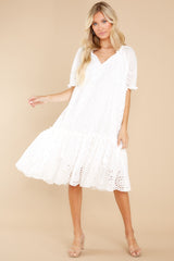 4 Time For A Toast White Eyelet Midi Dress at reddress.com
