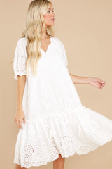 7 Time For A Toast White Eyelet Midi Dress at reddress.com