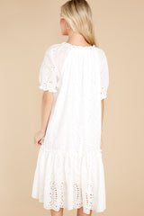 8 Time For A Toast White Eyelet Midi Dress at reddress.com