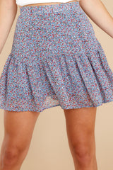 1 Sassy Spirit Blue Floral Print Skirt at reddress.com