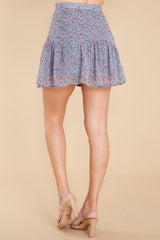 5 Sassy Spirit Blue Floral Print Skirt at reddress.com