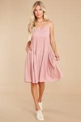 3 Little Moments Mauve Pink Print Dress at reddress.com