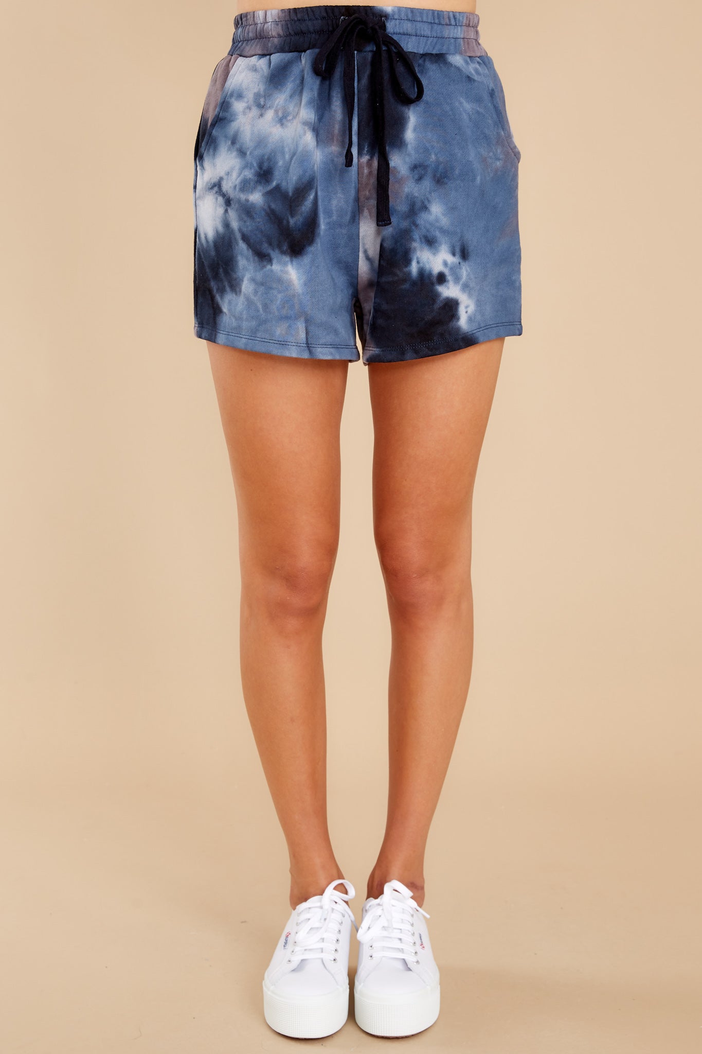 3 Here With Me Navy And Ash Tie Dye Shorts at reddress.com