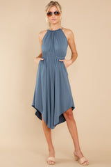 3 Unbelievable Beauty Slate Blue Midi Dress at reddress.com