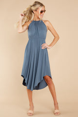 5 Unbelievable Beauty Slate Blue Midi Dress at reddress.com