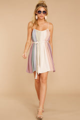 4 What I See Blush Multi Stripe Dress at reddress.com
