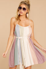 6 What I See Blush Multi Stripe Dress at reddress.com