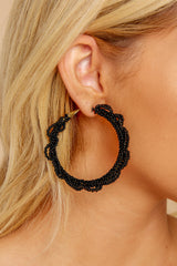 1 Whisper To Me Black Beaded Earrings at reddress.com