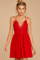 7 Freely Me Deep Red Lace Dress at reddress.com