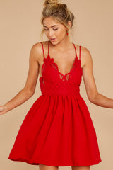 12 Freely Me Deep Red Lace Dress at reddress.com