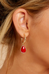 1 Drop Of Truth Dark Ruby Earrings at reddress.com