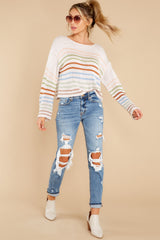 2 So Whatever Sage Multi Stripe Sweater at reddress.com