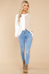 3 Half And Half Ivory And Oatmeal Sweater at reddress.com