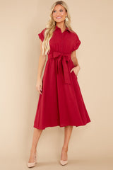4 When You Arrive Cranberry Midi Dress at reddress.com