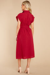 8 When You Arrive Cranberry Midi Dress at reddress.com